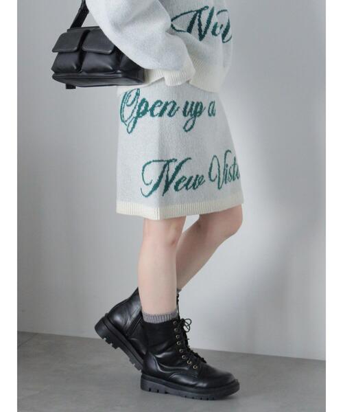 ehka sopo（エヘカソポ） スカート ロゴニットミニスカート