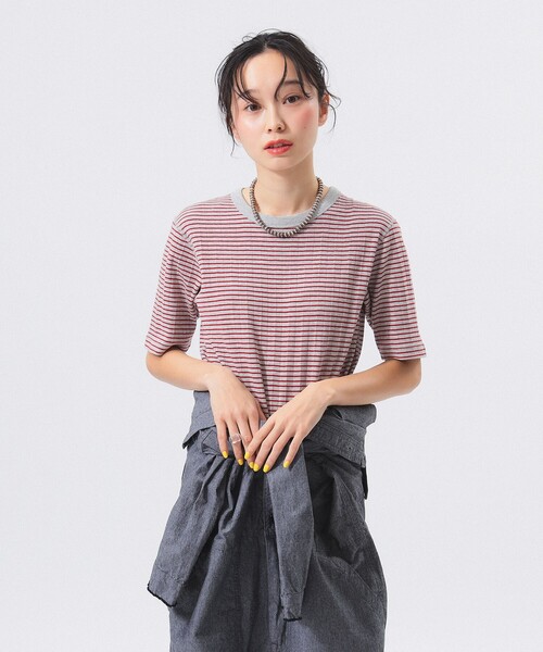 tシャツ HT Cotton5分袖ボーダーニット レディース I.T.'S. international tシャツ HT Cotton5分袖ボーダーニット