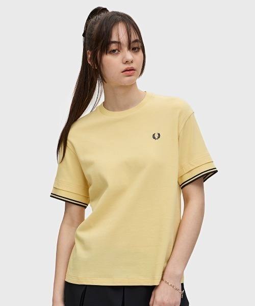 tシャツ Tipped Pique T-Shirt／ティップラインポロＴシャツ レディース FRED PERRY tシャツ Tipped Pique T-Shirt／ティップラインポロ