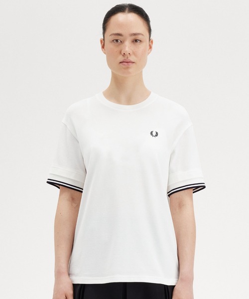 tシャツ Tipped Pique T-Shirt／ティップラインポロＴシャツ レディース FRED PERRY tシャツ Tipped Pique T-Shirt／ティップラインポロ