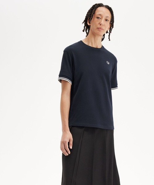 tシャツ Tipped Pique T-Shirt／ティップラインポロＴシャツ レディース FRED PERRY tシャツ Tipped Pique T-Shirt／ティップラインポロ
