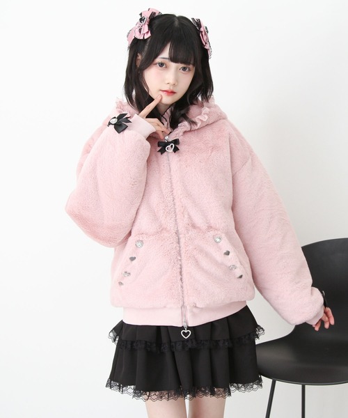 ディアマイラブ LL-3L レースフードファーブルゾン DearMyLove レースフードファーブルゾン 量産型 地雷系 夢展望[品番：YU000047242