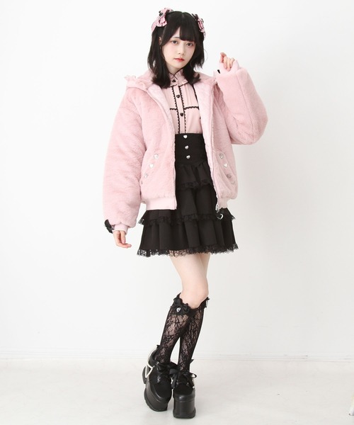 DearMyLove コート アウター レースフードファーブルゾン レディース