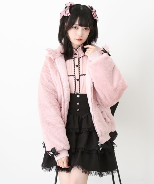 DearMyLove コート アウター レースフードファーブルゾン レディース 
