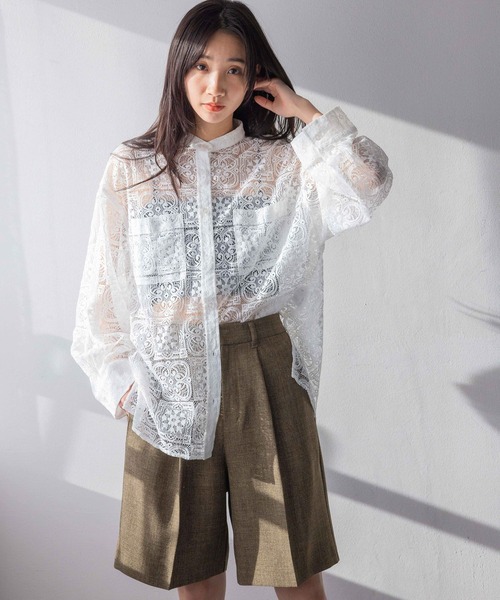 LOWRYS FARM（ローリーズファーム） ブラウス シャツ バンドカラー