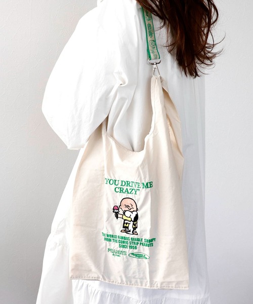 新品未使用　タグ付き　正規品　スヌーピー トートバッグ　Lサイズ　ストラップ付き Three Four Time トートバッグ 「PEANUTS」ストラップ付き