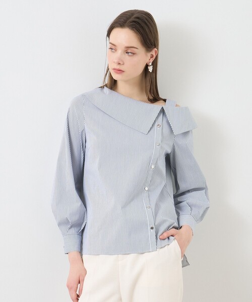 ANAYI ブラウス シャツ ストレッチブロードアシメ レディース