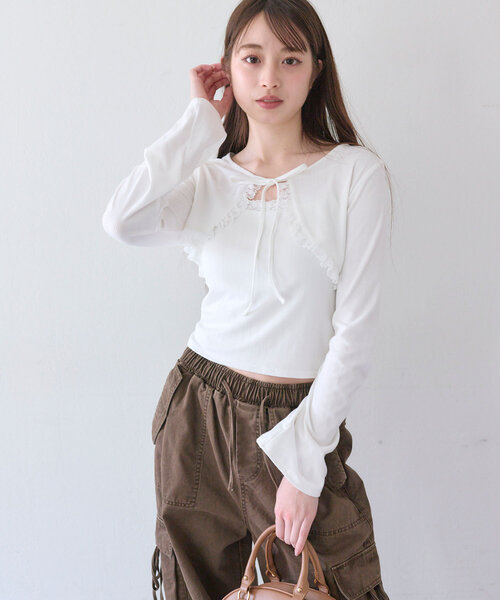 オリーブデオリーブ レースフリルボレロセット ピンク OLIVE des OLIVE（オリーブデオリーブ）の「レースボレロセット