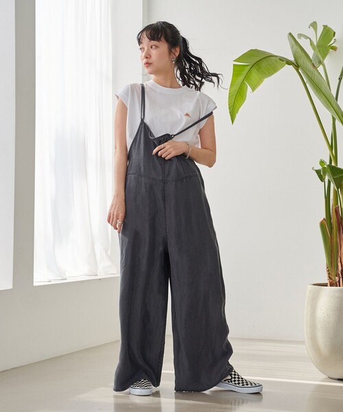 デニムライクキャミサロペット　¥15,900 COHINA コヒナ デニムライクキャミサロペット-short & regular | 小柄・低身長