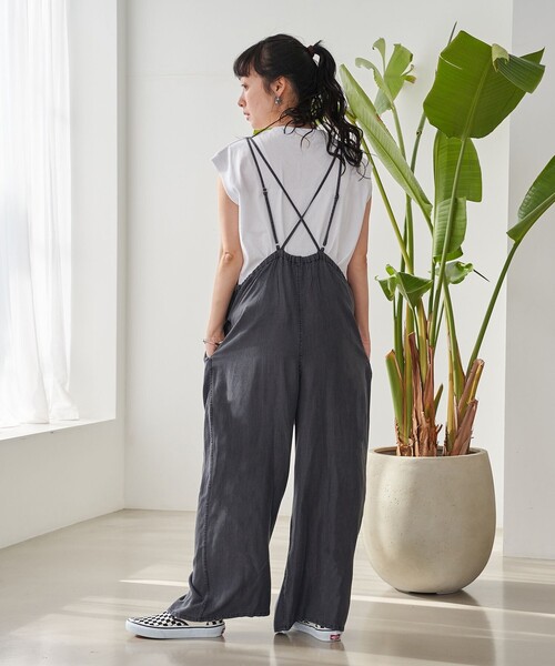 デニムライクキャミサロペット　¥15,900 COHINA コヒナ デニムライクキャミサロペット-short & regular | 小柄・低身長