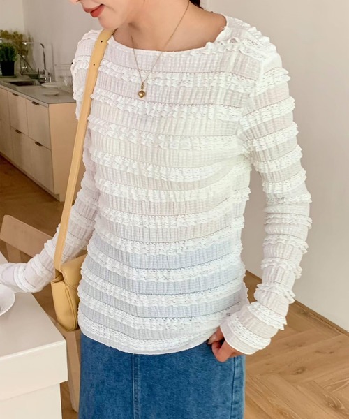 leune シャーリングフリルトップス レディース : ZOZOTOWN Yahoo