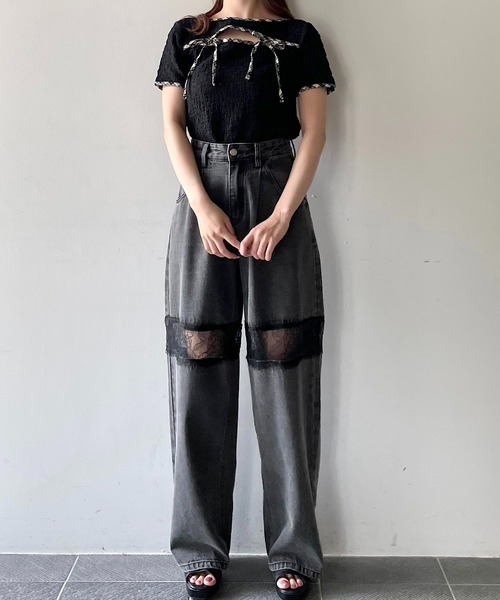 NOMAE レーススイッチングデニム NOMAE ジーンズ デニム デニムパンツ レーススイッチングデニム