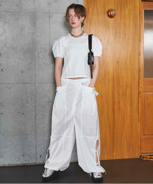 タグ付き　MAISON SPECIAL   シルキーベルスリーブトップス　リブ MAISON SPECIAL tシャツ Barrel Sleeve Tops/バレルスリーブ