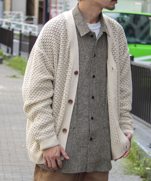 「GLOSTER」 ニットカーディガン MEDIUM アイボリー メンズ_画像7