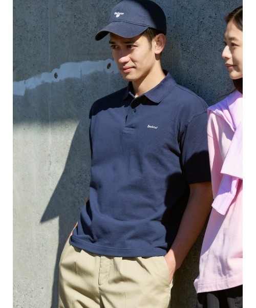 Barbour ネイビー ポロシャツ Mサイズ Hexham ポロシャツ（オーバーサイズフィット）（ポロシャツ