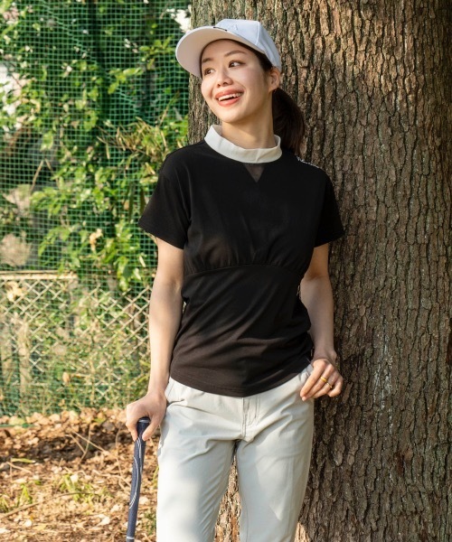 ブラウス シャツ 「FILA GOLF:フィラゴルフ」レディースモックネックシャツ　フレンチスリーブシャツ　ゴルフ レディース