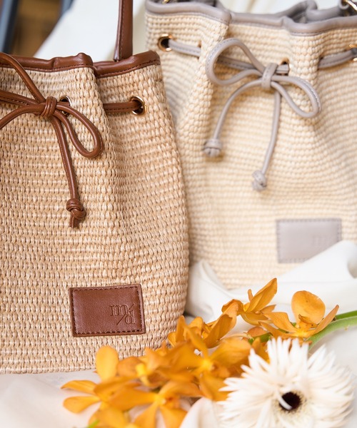mideal かごバッグ カゴバッグ drawstring ribbon basket bag