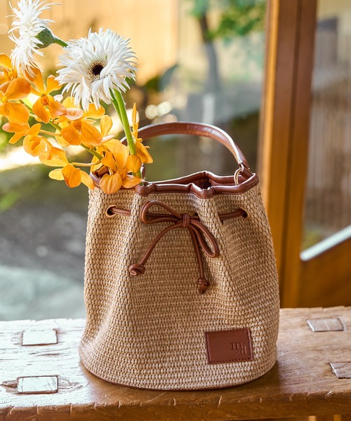 mideal かごバッグ カゴバッグ drawstring ribbon basket bag