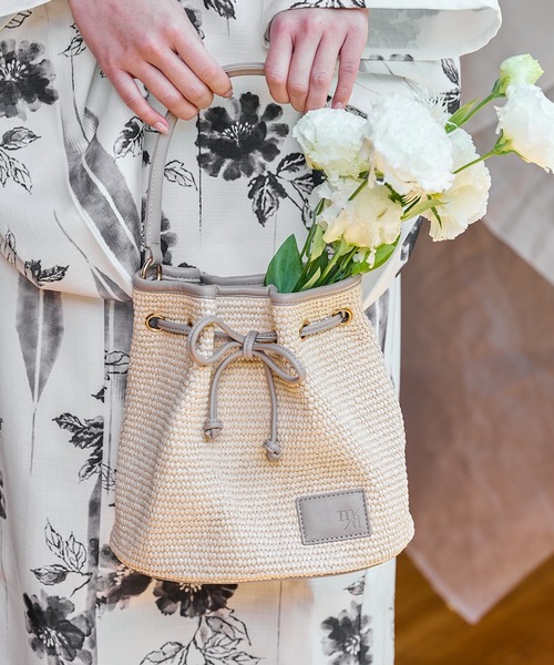 mideal かごバッグ カゴバッグ drawstring ribbon basket bag