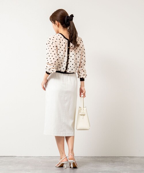 NOLLEY’S シアーフロッキードットクルーネックカーディガン NOLLEY'S(ノーリーズ)のシアーフロッキードットクルーネック