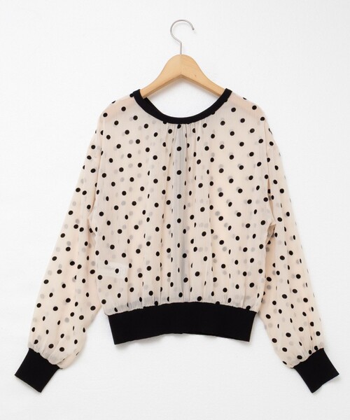 NOLLEY’S シアーフロッキードットクルーネックカーディガン NOLLEY'S｜シアーフロッキードットクルーネックカーディガン