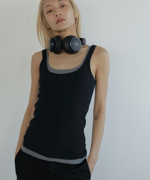 anuke（アンヌーク） タンクトップ ノースリーブ Sheer Layered