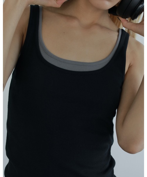 anuke（アンヌーク） タンクトップ ノースリーブ Sheer Layered