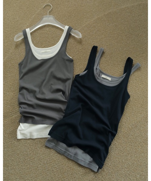 anuke（アンヌーク） タンクトップ ノースリーブ Sheer Layered