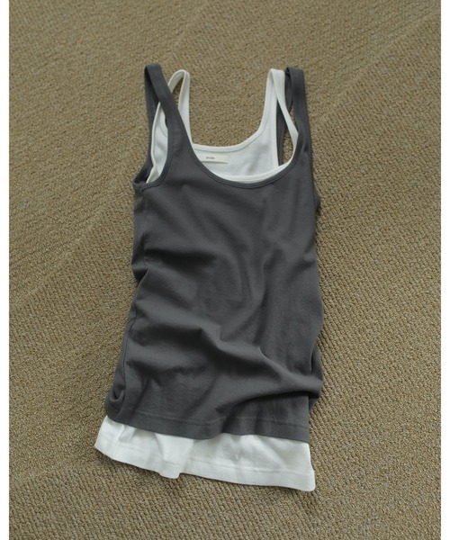 anuke タンクトップ ノースリーブ Sheer Layered Tanktop