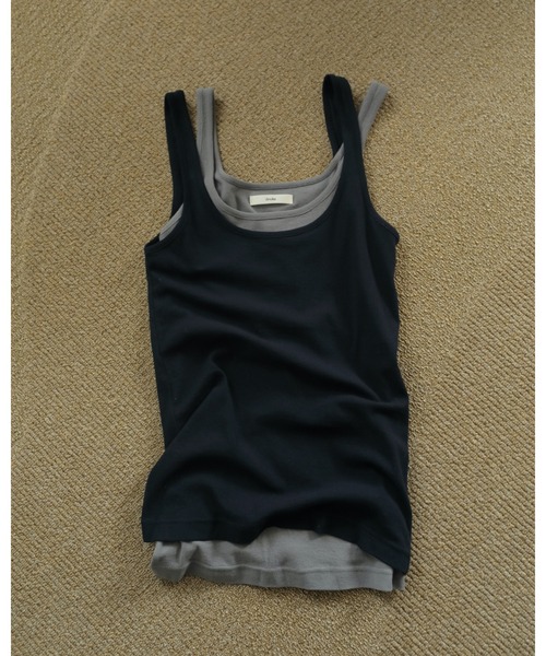 anuke タンクトップ ノースリーブ Sheer Layered Tanktop