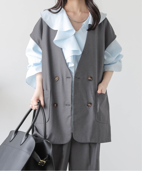 Lajour セットアップ 夏 「日本製」ベスト＆ワイドパンツセットアップ