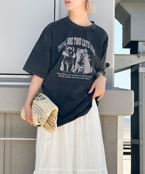 SpRay tシャツ ピグメントプリントBIGTシャツ レディース