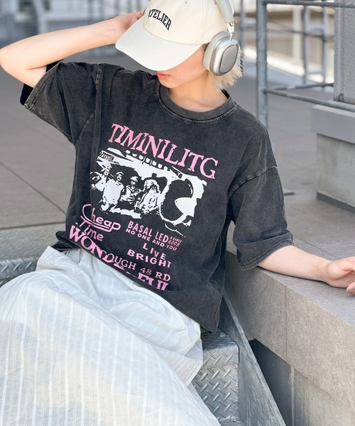 SpRay tシャツ ピグメントプリントBIGTシャツ レディース