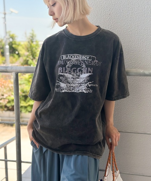 tシャツ ピグメントロゴBIG Tシャツ レディース Champion】ピグメントロゴビッグTシャツ(カットソー)｜トップス