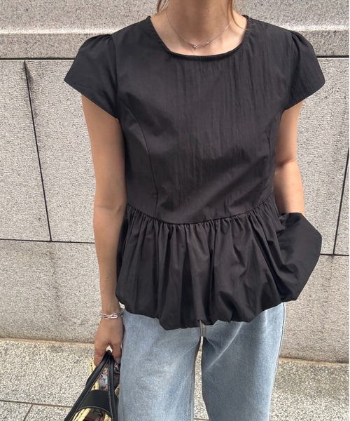 ブラウス シャツ バルーンペプラムブラウス(chiica select) / Tシャツ カットソー 半袖 インナー フレンチスリーブ クルーネック ラ I-SOOK ブラウス シャツ バルーンペプラムブラウス(chiica