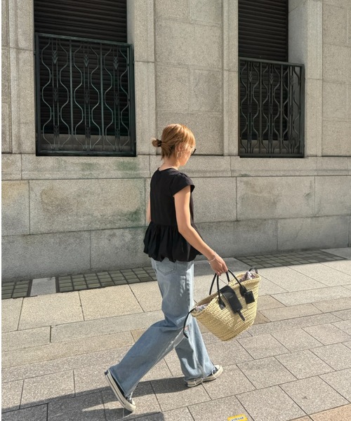 ブラウス シャツ バルーンペプラムブラウス(chiica select) / Tシャツ カットソー 半袖 インナー フレンチスリーブ クルーネック ラ I-SOOK ブラウス シャツ バルーンペプラムブラウス(chiica