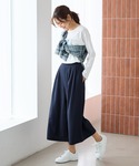 パンツ カット素材ガウチョパンツ レディースの詳細画像4