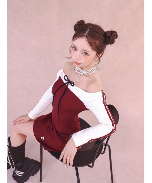 Darich（ダーリッチ） ワンピース ドッキングラインオフショルミニ