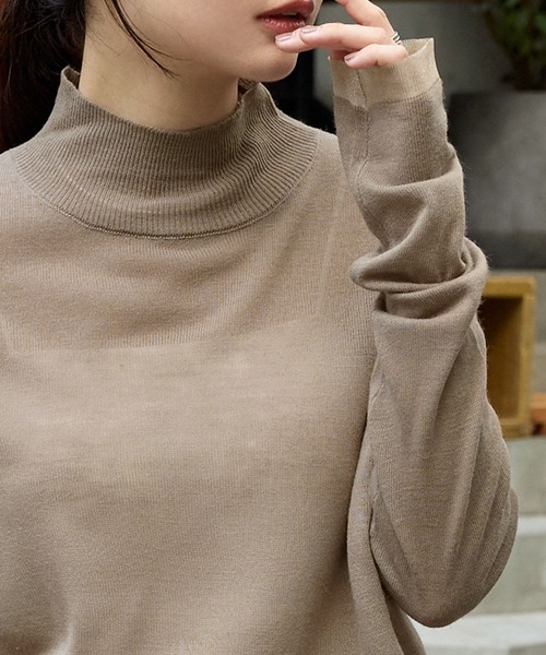 MONO-MART ニット セーター 2トーンシアー ルーズスリーブ