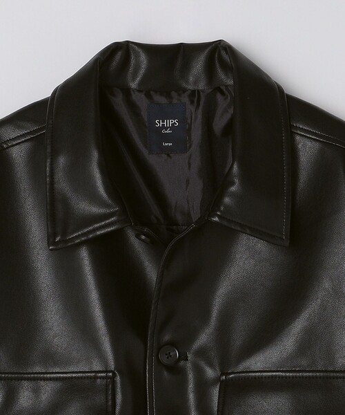 SHIPS ブラックレザー ジャケット SHIPS（シップス） ジャケット ノーカラージャケット SHEEP レザー