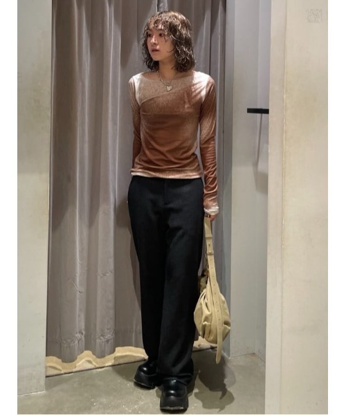 THROW by SLY tシャツ FADE VELOURS B/N TOPS フェード ベロア ボート