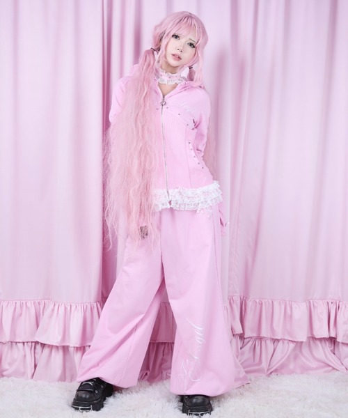 AVENCHUMU パーカー I'm Angel frill zip foodie レディース