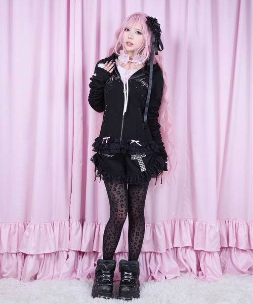 AVENCHUMU パーカー I'm Angel frill zip foodie レディース