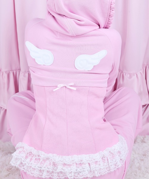 AVENCHUMU パーカー I'm Angel frill zip foodie レディース
