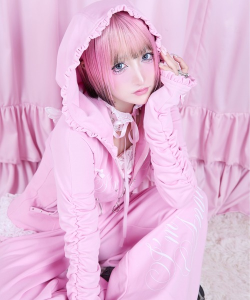 AVENCHUMU パーカー I'm Angel frill zip foodie レディース