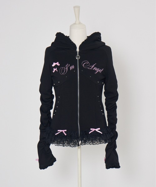 AVENCHUMU パーカー I'm Angel frill zip foodie レディース