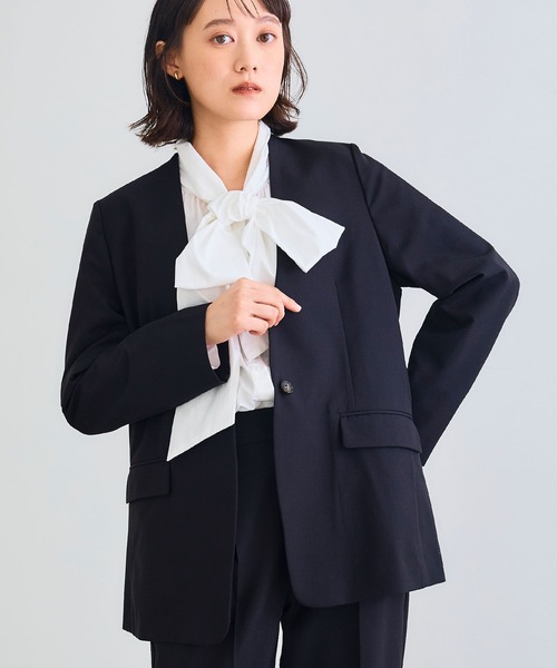 cloth &crossノーカラージャケット！コーディネートのブラウス付けます！ cloth &crossノーカラージャケット！コーディネートのブラウス付けます