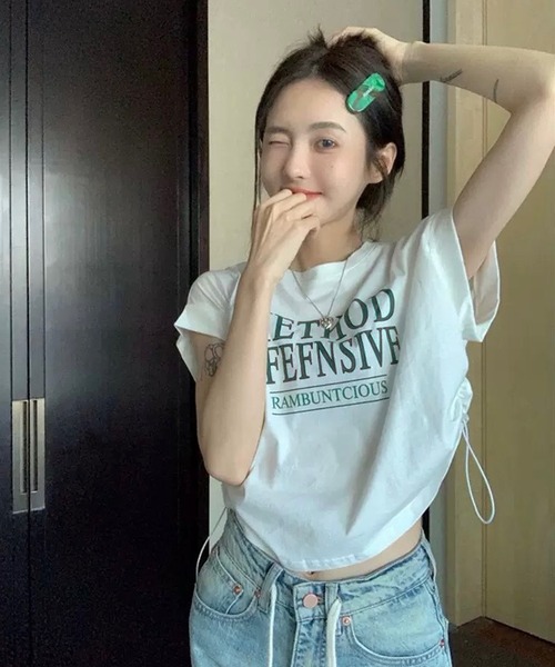 「shopnikoniko」 半袖カットソー フリー ホワイト レディース_画像2