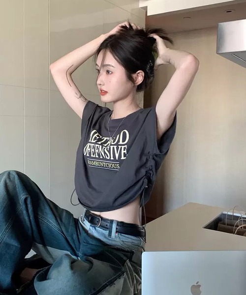 「shopnikoniko」 半袖カットソー フリー ホワイト レディース_画像8