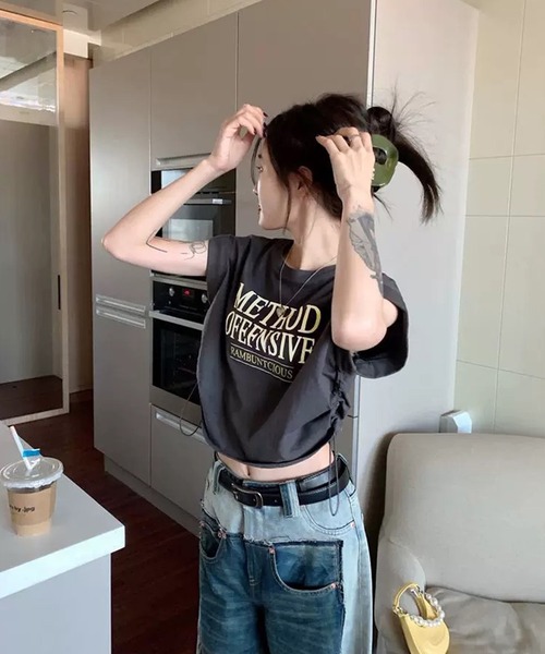 「shopnikoniko」 半袖カットソー フリー ホワイト レディース_画像9